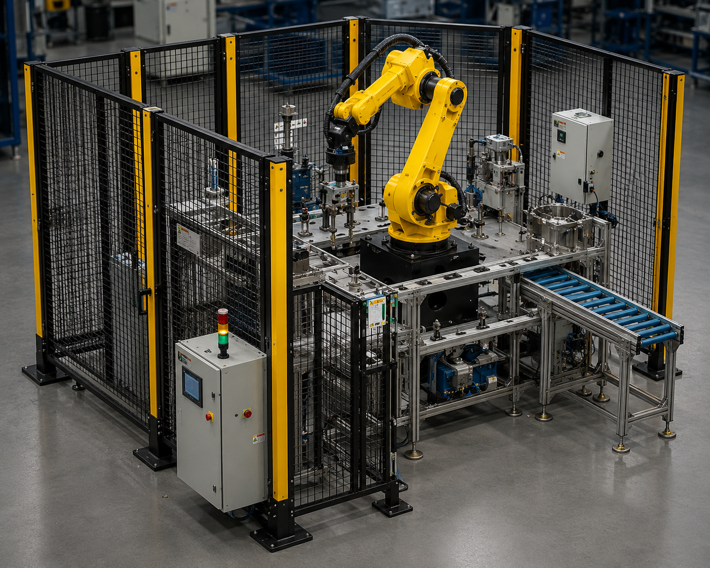 Engineering and design capabilities — robotic automation cell on the production floor