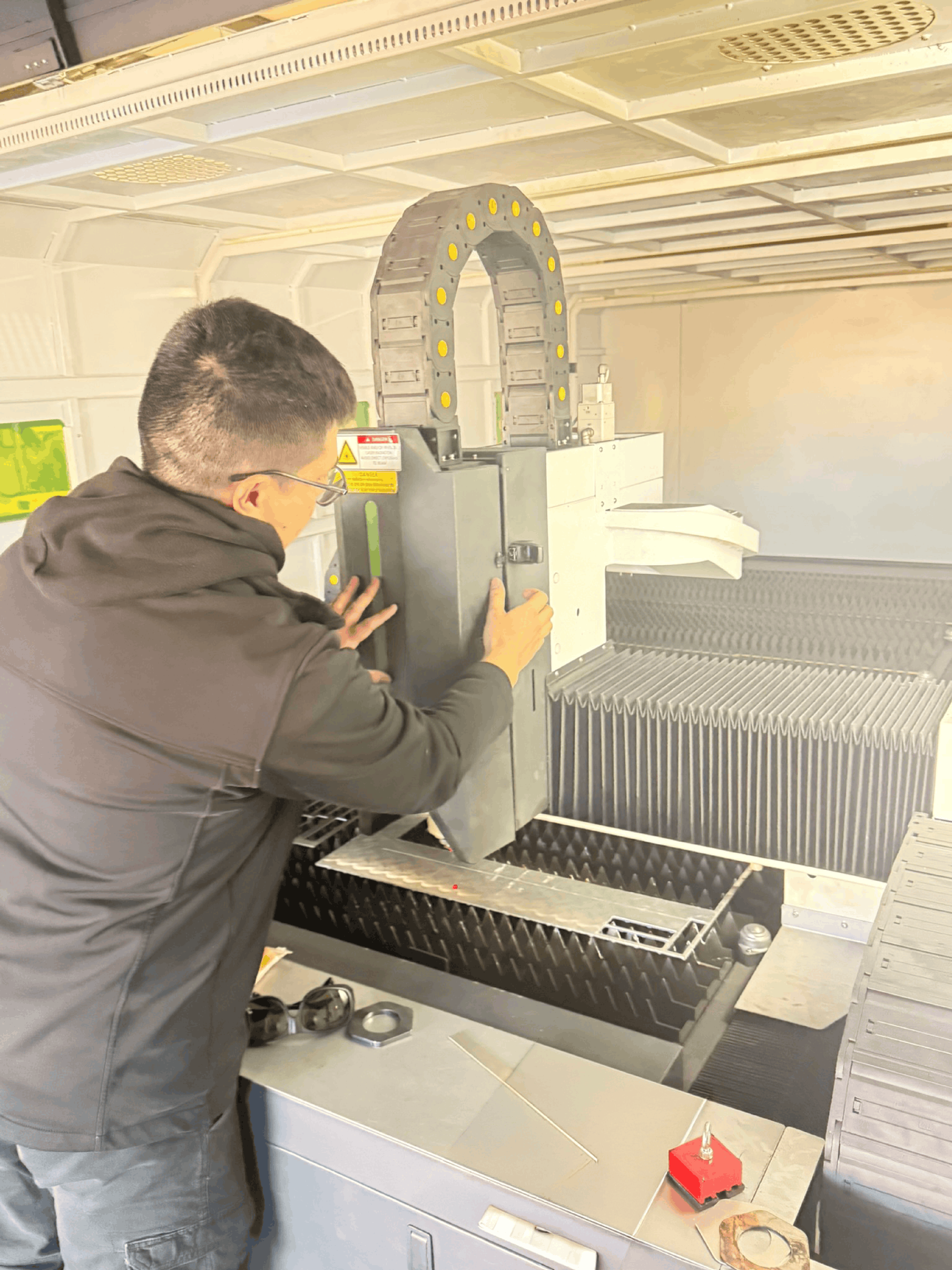 Technician working on machine